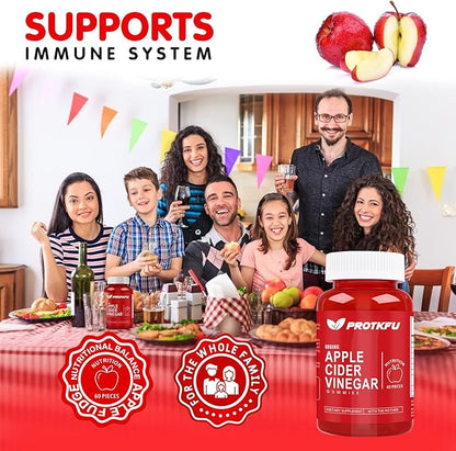 Apple Cider Vinegar Gummies, 120 Count Max Strength 1000mg ACV Gummies with Vitamin B12 & B6 Gummies, for Metabolism, Digestion, Detox, Gut & Immune Health, Vegan & Non-GMO, Gelatin-Free