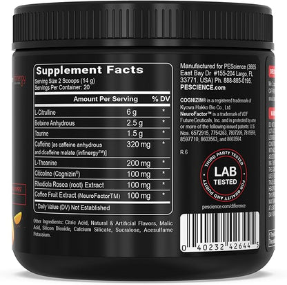 PEScience Prolific Pre Workout Powder, Mango Splash, 40 Scoops, Energy Supplement with Nitric Oxide