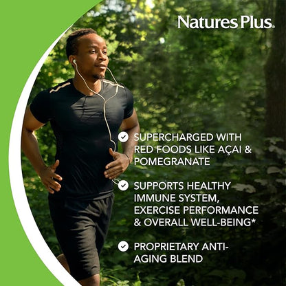 Natures Plus Source of Life RED Multivitamin Liquid - 30 oz - Energy & Immune Support - with Exotic Red Fruits, Lycopene & Lutein - Vegetarian & Gluten Free - 30 Servings