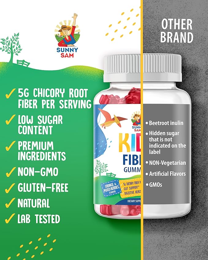 SUNNY SAM Fiber Gummies for Kids & Adults - Fiber Chewable Gummy for Enhanced Immunity, Optimal Overall Well-Being