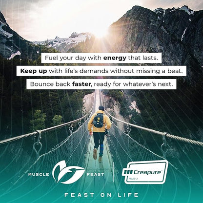 Muscle Feast Creapure Creatine Monohydrate Powder | Premium Pre-Workout or Post-Workout | Easy to Mix, Gluten-Free, Safe and Pure, Kosher Certified (2lb, Unflavored)