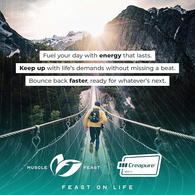 Muscle Feast Creapure Creatine Monohydrate Powder, Vegan Keto Friendly Gluten-Free, Mass Gainer, Muscle Recovery Supplement and Best Creatine for Muscle Growth, Unflavored, 300g