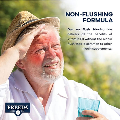 Freeda Niacinamide - Vitamin B3 Niacinamide 250 mg - Vegetarian No Flush Niacin Formula - B3 Vitamins Niacinamide Supplement - Niacin Flush Free Niacin Supplement Vitamin B3 Nicotinamide, 500 Capsules