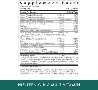 MICHAEL'S Health Naturopathic Programs Pre-Teen Girls - 30 Vegetarian Tablets - Daily Multivitamin for Healthy Growth & Development - Kosher - 15 Servings