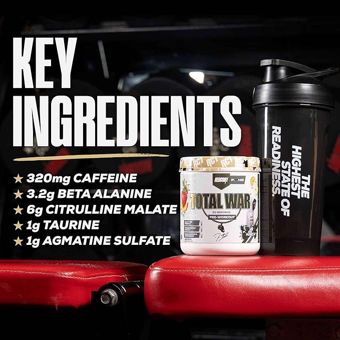 REDCON1 Pre Workout Powder for Men & Women - Total War - All-in-One Preworkout with Beta Alanine & Citruline Malate to Support Energy & Endurance - Prime Time Punch (30 Servings)