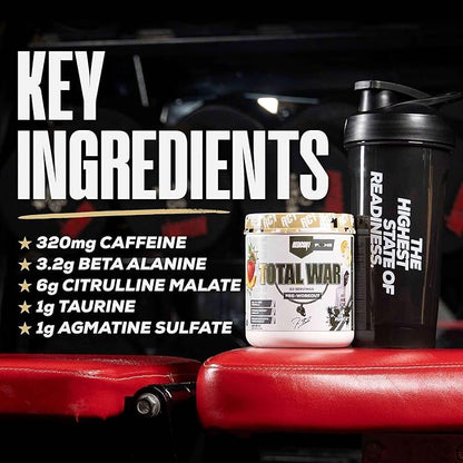 REDCON1 Pre Workout Powder for Men & Women - Total War - All-in-One Preworkout with Beta Alanine & Citruline Malate to Support Energy & Endurance - Prime Time Punch (30 Servings)