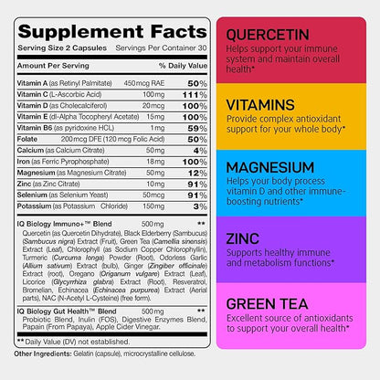 Quercetin with Bromelain - Premium Quercetin Bromelain Capsules for Immune Support* - Bromelain Quercetin Supplement - Non GMO Quercetin - 1 Pack (60 Capsules)