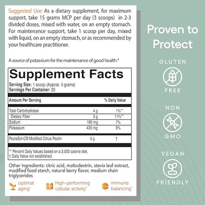 PectaSol Modified Citrus Pectin – 184g Berry Powder – Total-Body Health Supplement to Support the Heart, Immune System, Inflammation Response & Healthy Aging + Maintain Healthy Galectin-3 Levels