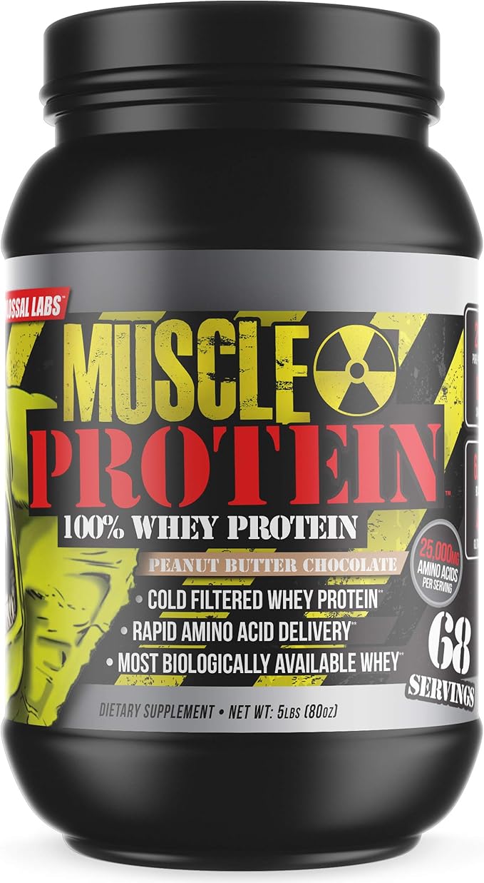 Muscle Mass Whey Protein [5 lbs/Pack of 1]–Peanut Butter, Cold Filtered, 25g Pure Protein, 6.6g BCAAs/Serving (Packaging May Vary)