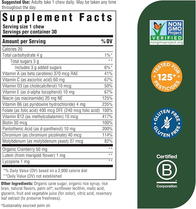 MegaFood Women's One Daily Multivitamin Soft Chews - Multivitamin for Women with Folate, Vitamin B6, Vitamin B12, Biotin, Vitamin D - Delicious Mixed Berry Flavor - Vegetarian, Non-GMO - 30 Chews