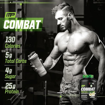 MusclePharm Combat Protein Powder, Vanilla Flavor, Fuels Muscles for Productive Workouts, 5 Protein Sources including Whey Protein Isolate & Egg Albumin, Gluten Free, 4 lb, 52 Servings