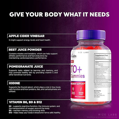 - Metabolix Labs Keto Plus ACV Gummies - Weight Management Support Apple Cider Vinegar Supplement (60 Gummies)