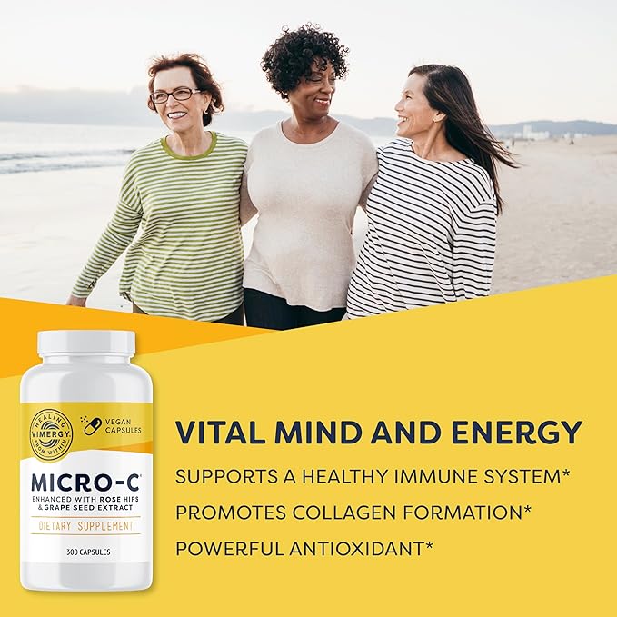 Vimergy Micro-C ®, Value Size - 300 Servings – 500mg All-Natural Buffered Vitamin C Capsules with Rose HIPS, Rutin, Grape Seed & Acerola Fruit Extract - Supports a Healthy Immune System & Skin Health