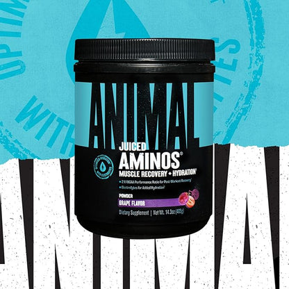 Animal Juiced Amino Acids - BCAA Powder EAA Matrix Plus Hydration with Electrolytes and Sea Salt Anytime Recovery and Improved Performance, Grape Flavor, 30 Servings