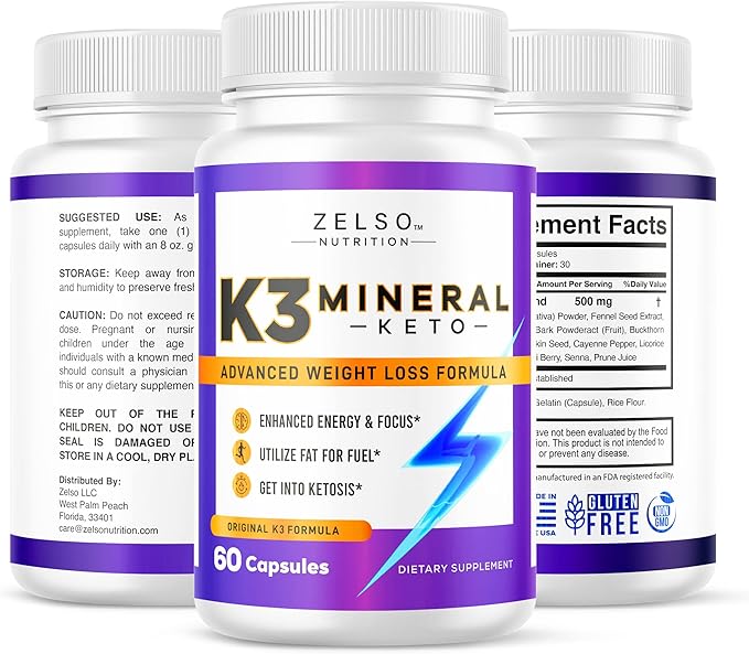 K3 Mineral Weight Loss Pills for Women and Men - K3 Salt Mineral, Vitamin + K3 Capsules Supplement for Weight Loss - 30 Days Supply