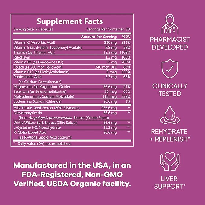 Good Morning - Hangover Pills | Clinically Tested Relief + Liver Support with Electrolytes, Milk Thistle + DHM for Better Morning Recovery. Cheers!