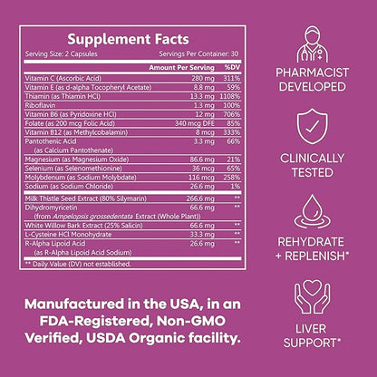 Good Morning - Hangover Pills | Clinically Tested Relief + Liver Support with Electrolytes, Milk Thistle + DHM for Better Morning Recovery. Cheers!