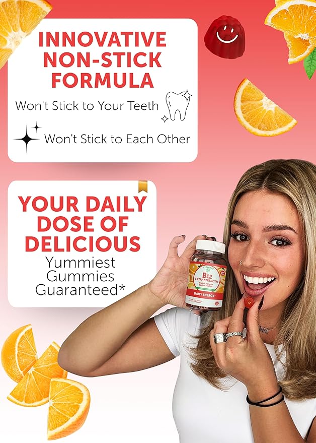 Vitamin B12 Gummies for Adults - Tastiest Proprietary Formula - 3000mcg Methyl B-12 High Absorption Energy Gummies - Non-GMO Vegan Vit B12 - Chewable B 12 for Energy Support and Bone Health - 6 Pack