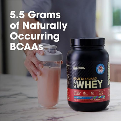 Optimum Nutrition New Flavor Gold Standard 100% Whey Protein Powder, Fruity Cereal, 1.98 Pound (Pack of 1) (Packaging May Vary)