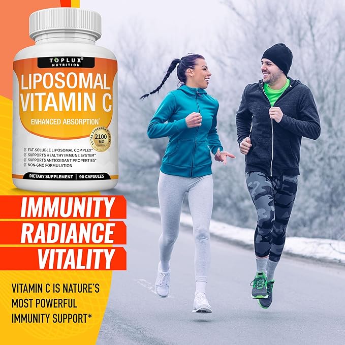 Liposomal Vitamin C 2100mg High Absorption Fat Soluble VIT C - Immune Support Collagen Booster Immunity Defense & Powerful Antioxidant, MCT Oil & Sunflower Lecithin, Acsorbic Acid, Vegan Non-GMO