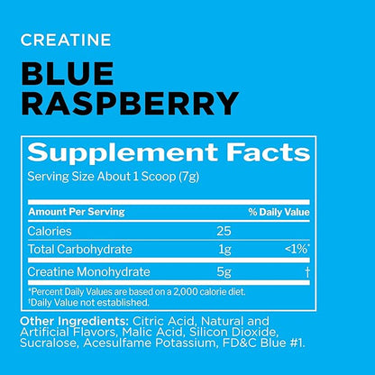 Rule 1 Creatine Powder – Pure Micronized Creatine Monohydrate for High-Intensity Exercise and Lean Body Mass Support, Flavored and Unflavored (60 Servings, Blue Rasperry)