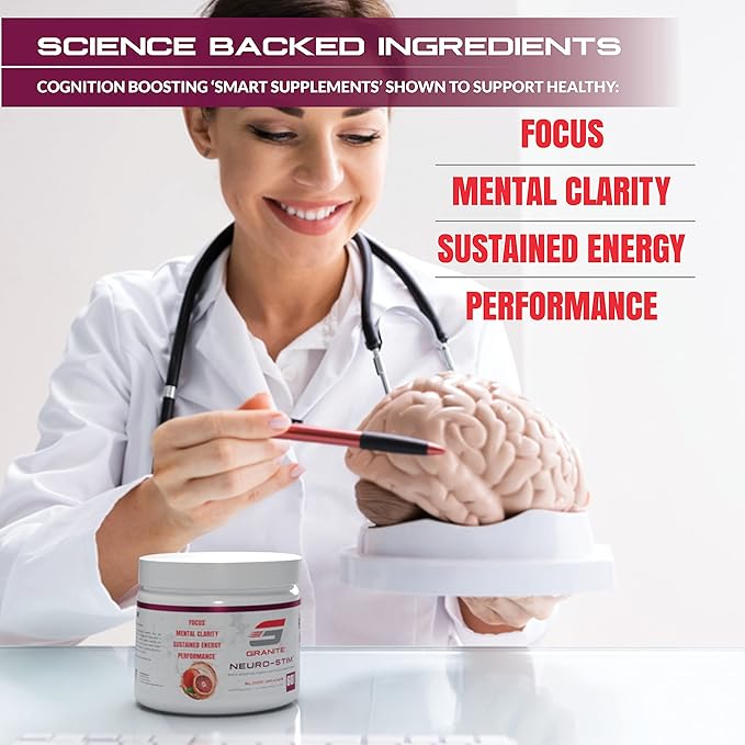 Granite® Neuro-Stim™ (Blood Orange) Brain Boosting Nootropic + Energy Formula | Supports Healthy Mental Focus, Clarity & Performance | Vegan, Soy Free, Gluten Free (60 Servings)