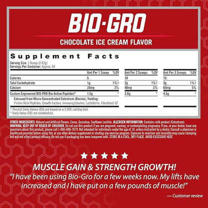 iSatori BIO-GRO Protein Synthesis Amplifier, for Muscle Recovery & Growth, Enhanced Stimulant Free Pre-Workout & Colostrum Supplement with Bio-Active Peptides- Chocolate Ice Cream (60 Servings)