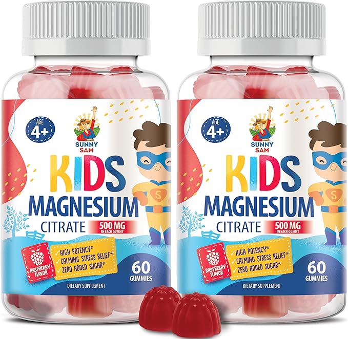 Sugar-Free Magnesium Gummies for Kids & Teens - 500mg Calm Magnesium Citrate Gummies - Chewable Magnesium Gummy Supplement for Sleep, Mood & Muscle Suppor