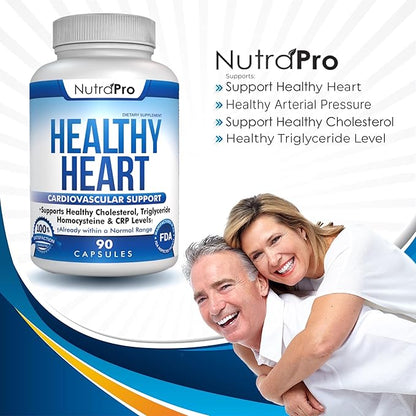 NutraPro Healthy Heart - Heart Health Supplements. Artery Cleanse & Protect. Supports Healthy Cholesterol and Triglyceride. GMP Certified