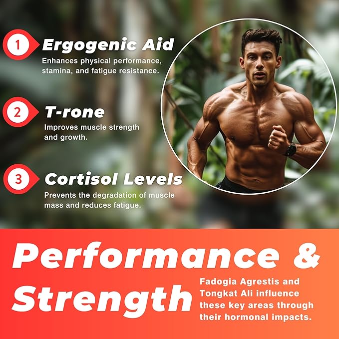 Fadogia Agrestis 20:1 with Tongkat Ali 1000mg Complex Longjack Tongkat Ali Extract with Fadogia Agrestis 600mg Supplement - 60 Days Supply