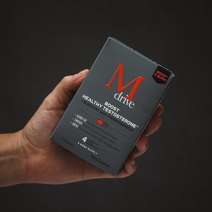 Mdrive Boost and Burn Test Booster and Fat Burner with Zinc, KSM-66 Ashwagandha, Advantra Z, 75 Count.