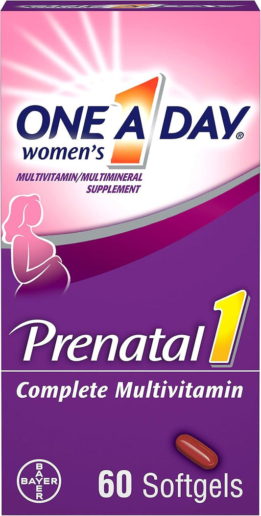 One A Day Women's Prenatal 1 Multivitamin Including Vitamin A, Vitamin C, Vitamin D, B6, B12, Iron, Omega-3 DHA & more, Tablet,Softgels, 60 Count - Supplement for Before, During, & Post Pregnancy