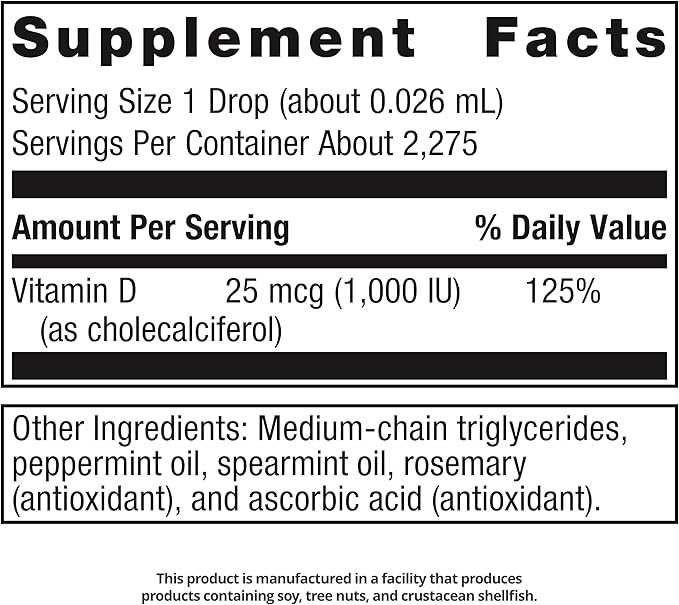 Metagenics MetaKids Vitamin D3 1000 IU Liquid Vitamin D Supplement to Help Support Bone and Immune Health - 2 fl oz, 2,275 Servings