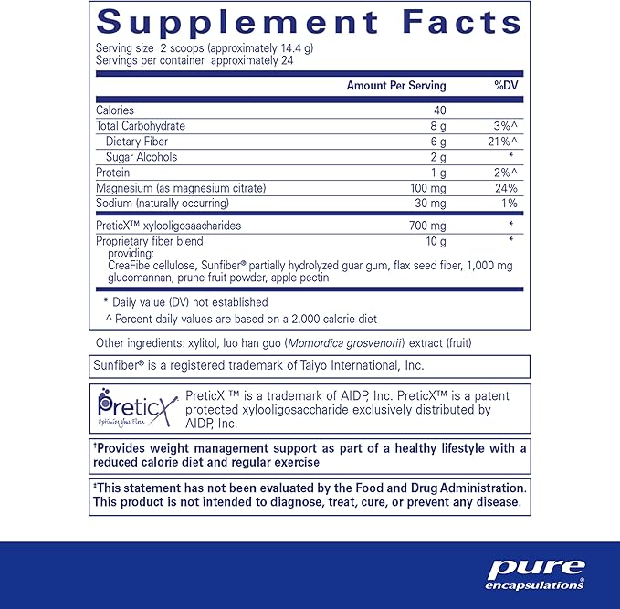 Pure Encapsulations PureLean Fiber | Powdered Blend of Soluble and Insoluble Fibers to Promote Weight Management** | 12.2 Ounces*
