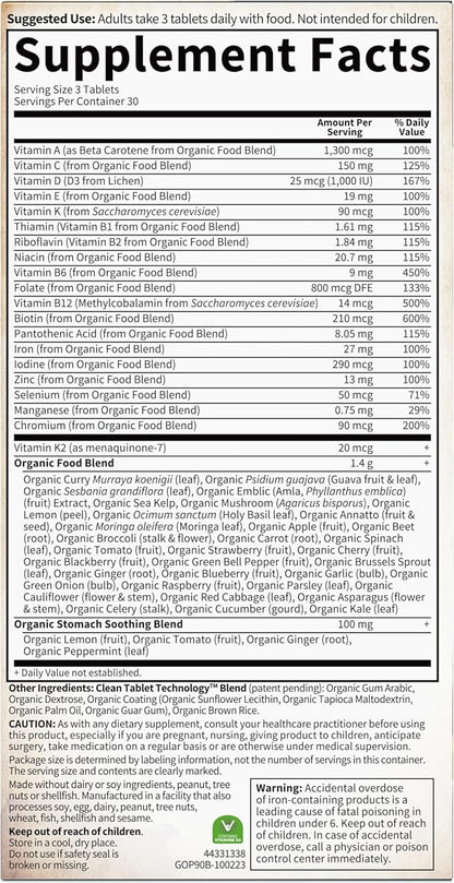 Garden of Life Organics Women’s Prenatal Multivitamin with Vitamin D3, B6, B12, C & Iron, Folate for Energy & Healthy Fetal Development – Organic, Non-GMO, Gluten-Free, Vegan, 30 Day Supply