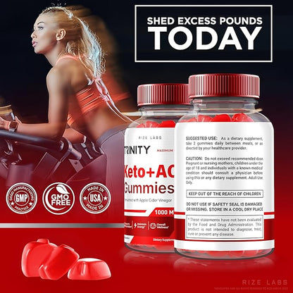 Trinity Keto+ACV Gummies for Advanced Weight Loss, All Natural Apple Cider Vinegar Supplement, 500 mg (180 Gummies)