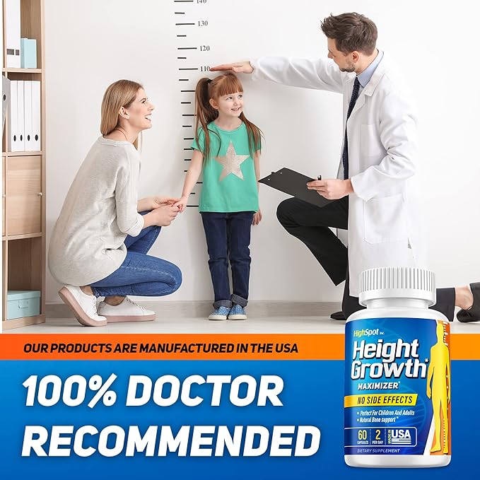 Height Growth - Height Growth Maximizer - Calcium, Vitamin D3, B1, B2 - Grow Taller Supplement - Bone Growth Supplement - Made in USA (White)