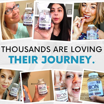 Iron Gummies for Women, Men & Kids - Iron Supplement with Vitamin C, A, Vitamins B Complex, Biotin & Zinc - Multivitamin Chewable Iron Gummies for Adults - Alternative to Iron Pills, Capsules, Tablets