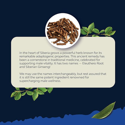 Potent Black Maca Root Capsules for Men - Herbal Wellness Supplement with Siberian Ginseng Ashwagandha and Black Maca Root - Men’s Wellness Supplement to Support General Health (30 Servings)