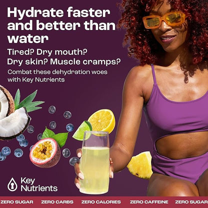 KEY NUTRIENTS Electrolytes Powder Packets No Sugar - 5 Delicious Flavors in Hydration Packets 20 Pack - No Calories, Gluten Free Electrolytes Powder Packets, Non GMO, Made in USA