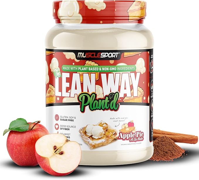 Musclesport Lean Way Plant Protein - Pea Protein and Brown Rice Protein Blend, with Added CLA, MCT and L-Carnitine - 20 Servings (Apple Pie)