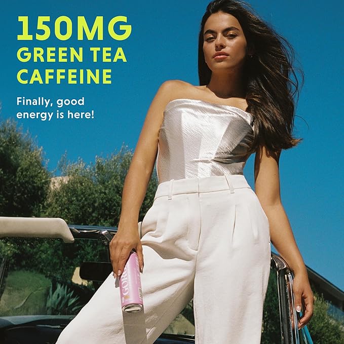 GORGIE Sugar Free Natural Energy Drinks, Sparkling Electric Berry (12 Pack) - Healthy Energy Drinks - Natural Coffee Replacement with Green Tea Caffeine and Biotin - 150mg Caffeine, Vegan, Low Calorie