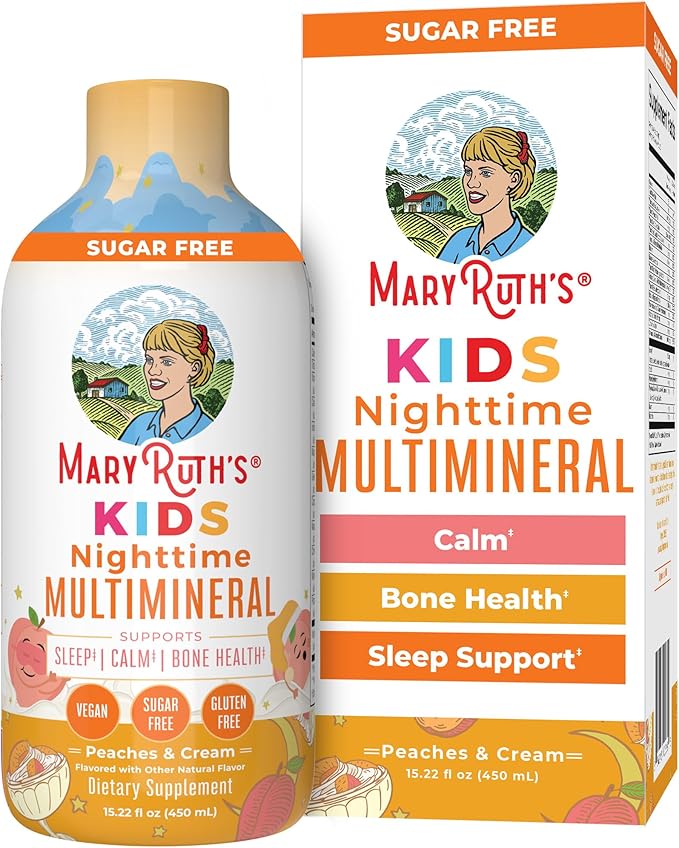 Kids Liquid Nighttime Multimineral by MaryRuth's | Kids Vitamins | Bone Health | Calm Calcium Magnesium Supplement | Vegan | Sugar Free | 30-180 Servings | 15.22 fl oz