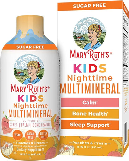 Kids Liquid Nighttime Multimineral by MaryRuth's | Kids Vitamins | Bone Health | Calm Calcium Magnesium Supplement | Vegan | Sugar Free | 30-180 Servings | 15.22 fl oz