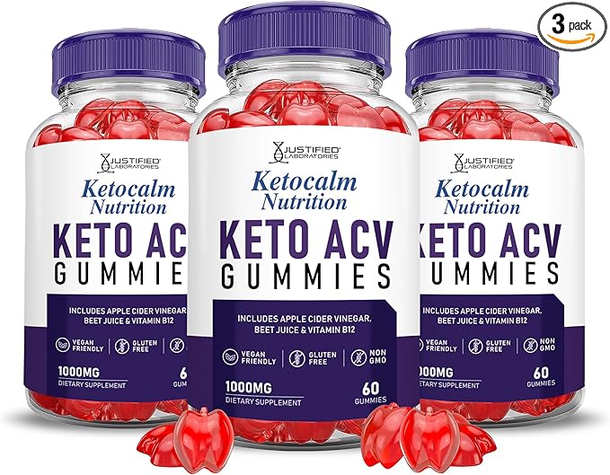 (3 Pack) Ketocalm Nutrition Keto ACV Gummies Advanced Formula 1000MG Keto Calm Nutrition Keto Gummies Apple Cider Vinegar Formulated with Pomegranate Beet Juice Powder B12 Vegan Non GMO 180 Gummys