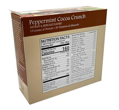 Peppermint Cocoa Crunch Bar - New Journey Weight Loss & Wellness - High Protein Meal Replacement Nutrition Bar (7 bars/box)
