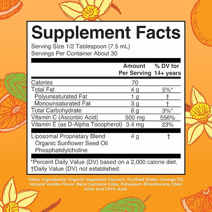MaryRuth Organics Liposomal Vitamin C | Immune Support Supplement | Megadose Vitamin C Supplement 500mg | Skin Care | Liquid Vitamin C | Vitamin E | Vegan | Non GMO | 30 Servings