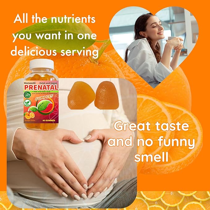 Supplemens, Halal Prenatal Vitamins for Women, Womens Multivitamin Gummy, Prenatal Gummies, Vitamins with Iron DHA Folate and folic Acid, Vegan Prenatal Vitamins, Pregnancy Must Haves