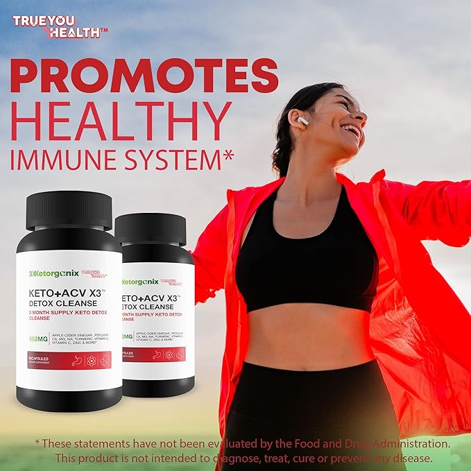 3X Ketorganix KETO+ACV 3X DETOX CLEANSE - 3 Month Supply Keto Detox Cleanse - Natural Detox Support with Full Body Cleanse - Promote Immune Health - Help Reduce Oxidative Stress & Bloating